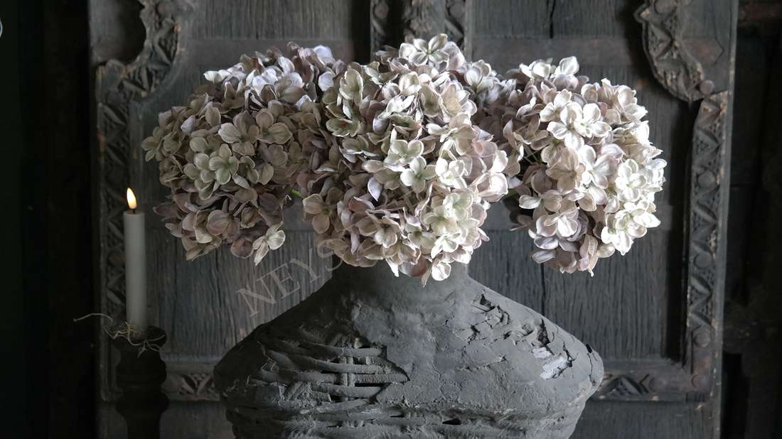 Bloem hortensia namaak - groen/grijs