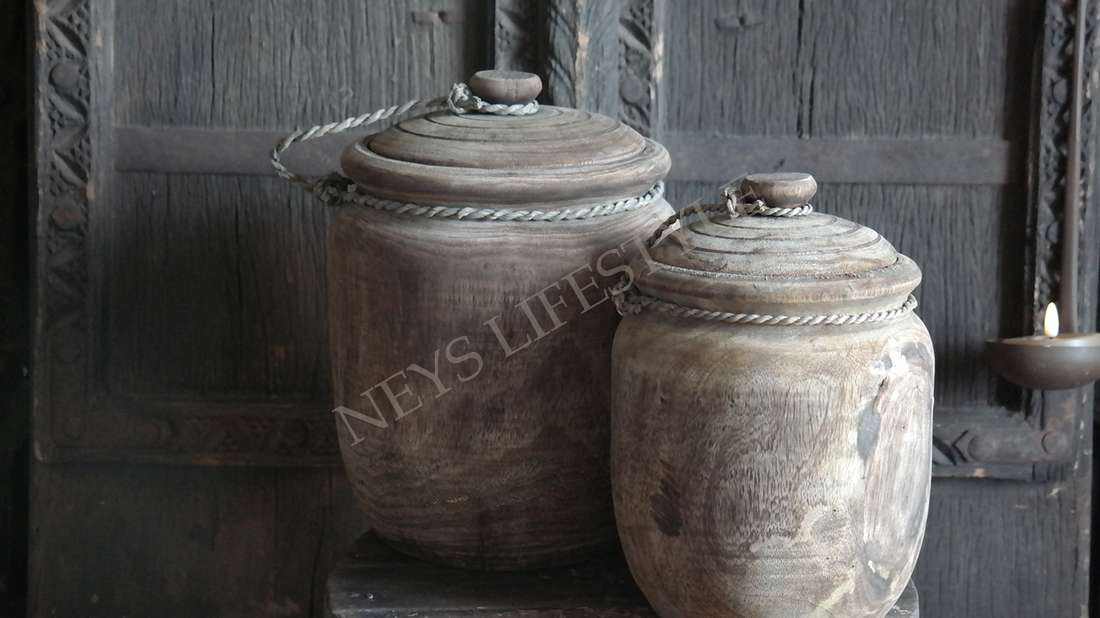 Pot met deksel hout Rian - S