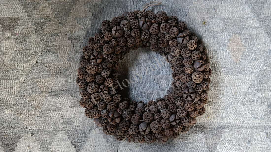 Herfstkrans met vruchten, 35 cm, donkerbruin, De Hooyzolder