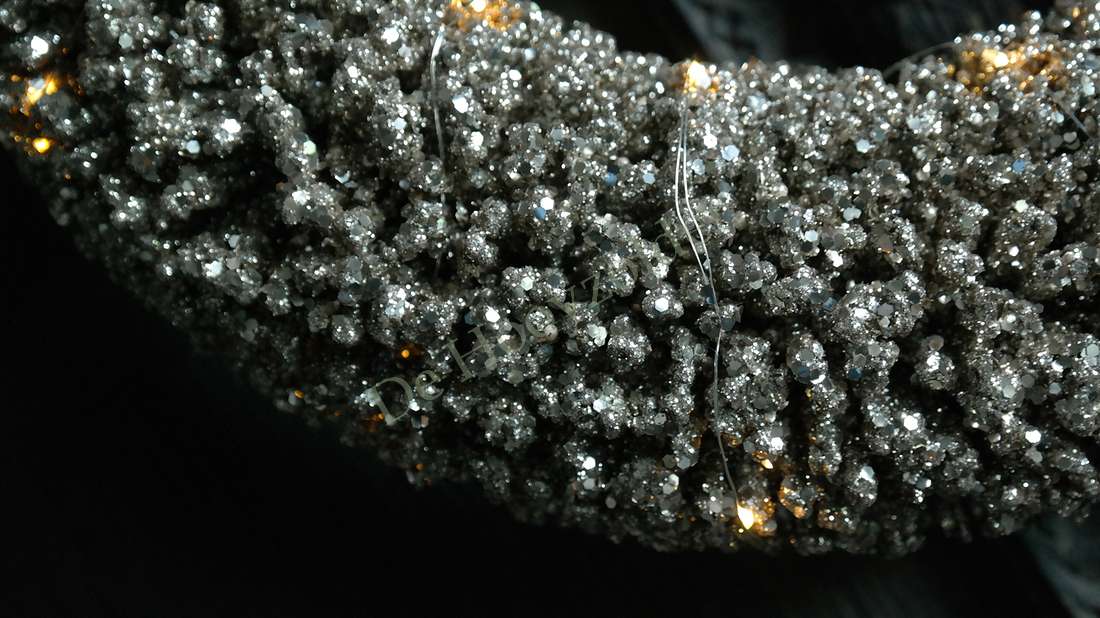 LED-krans met glitter goud, 40 cm, De Hooyzolder