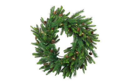 LED denen-pine krans, groen met dennenappels en warme lampjes, diameter 60 cm