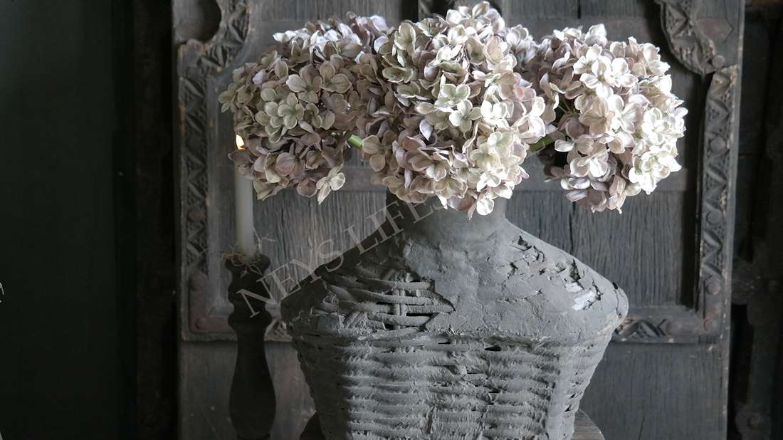 Bloem hortensia namaak - groen/grijs