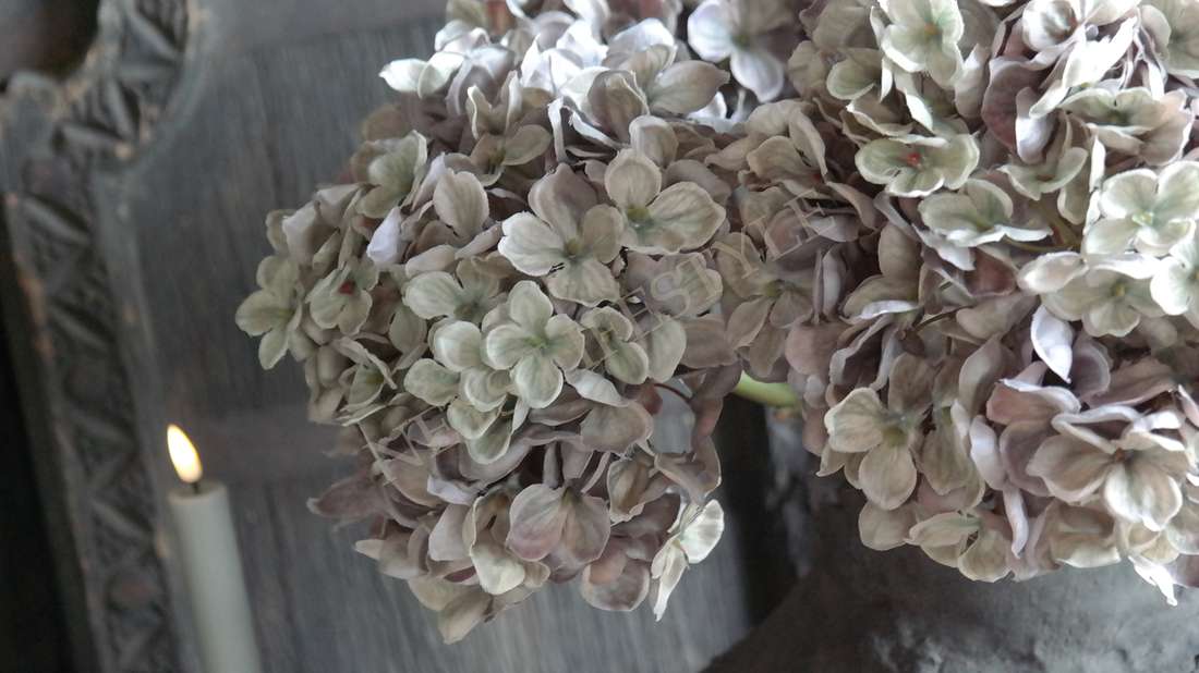 Bloem hortensia namaak - groen/grijs