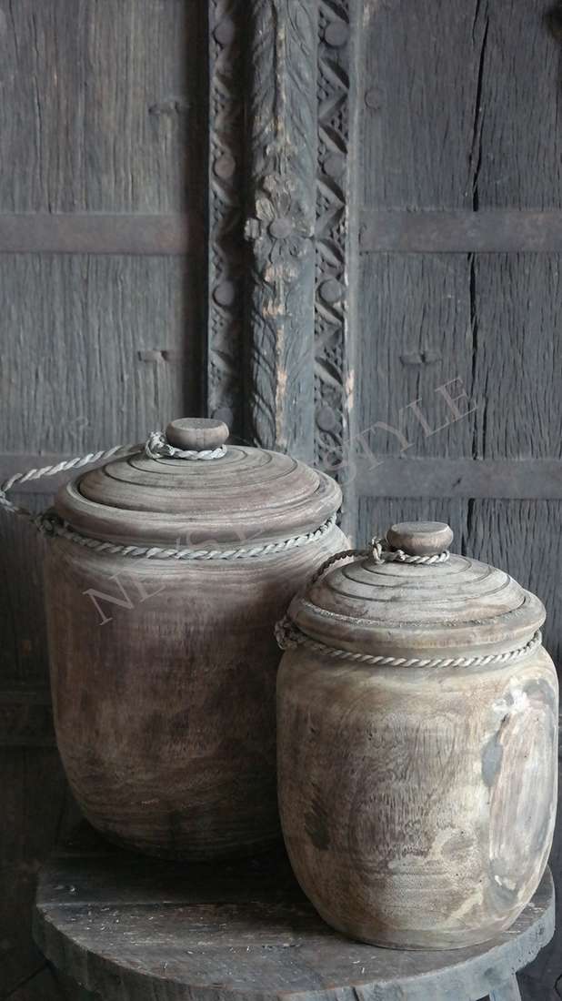 Pot met deksel hout Rian - S