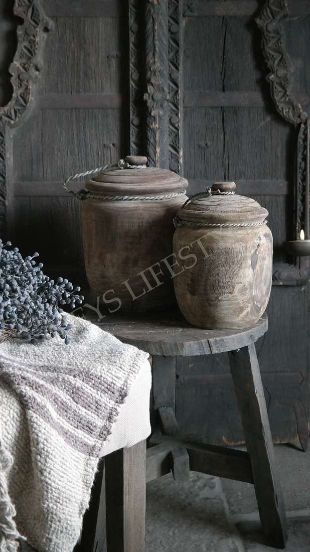 Pot met deksel hout Rian - S