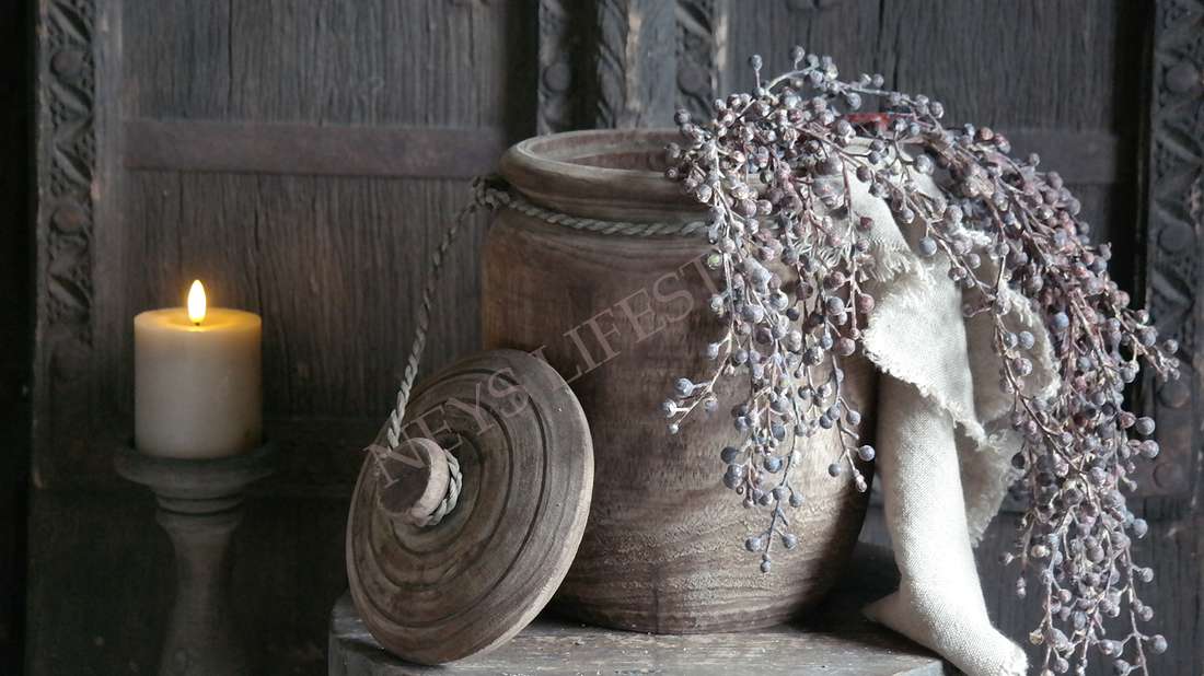 Pot met deksel hout Rian - L