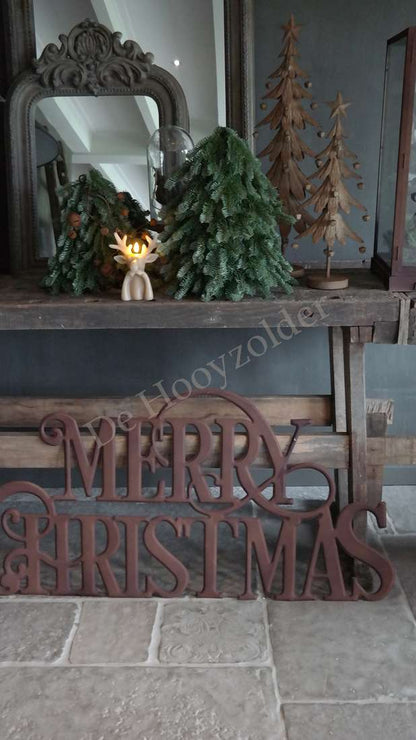 Nobilis kerstboom real touch, 40 cm, groene mini-dennenboom op houten schouw