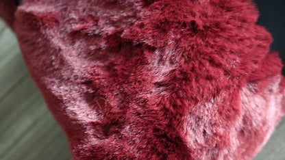 Plaid Zaza bontlook in bordeaux met zachte pluizige textuur
