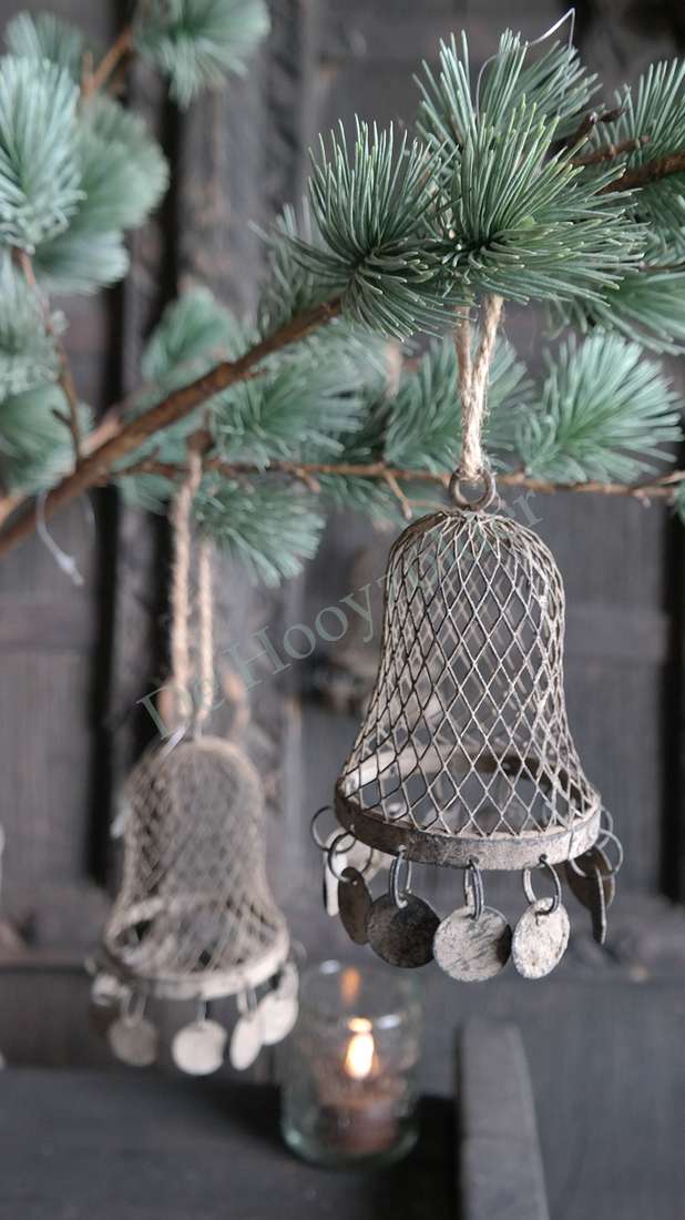 Hanger Bel gaas S roest, mesh bel met ring en kleine muntjes, De Hooyzolder