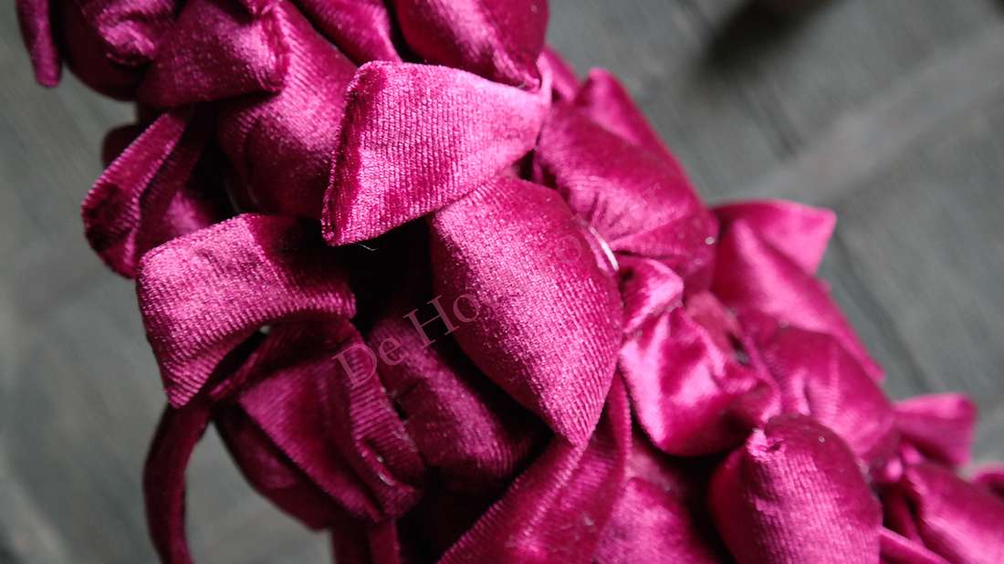 Strik kerstboom velvet - bordeaux, velvetstof, merk De Hooyzolder