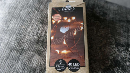 Koperdraad LED-lichtsnoer van De Hooyzolder, 2 meter, 40 LED, warmkleurig